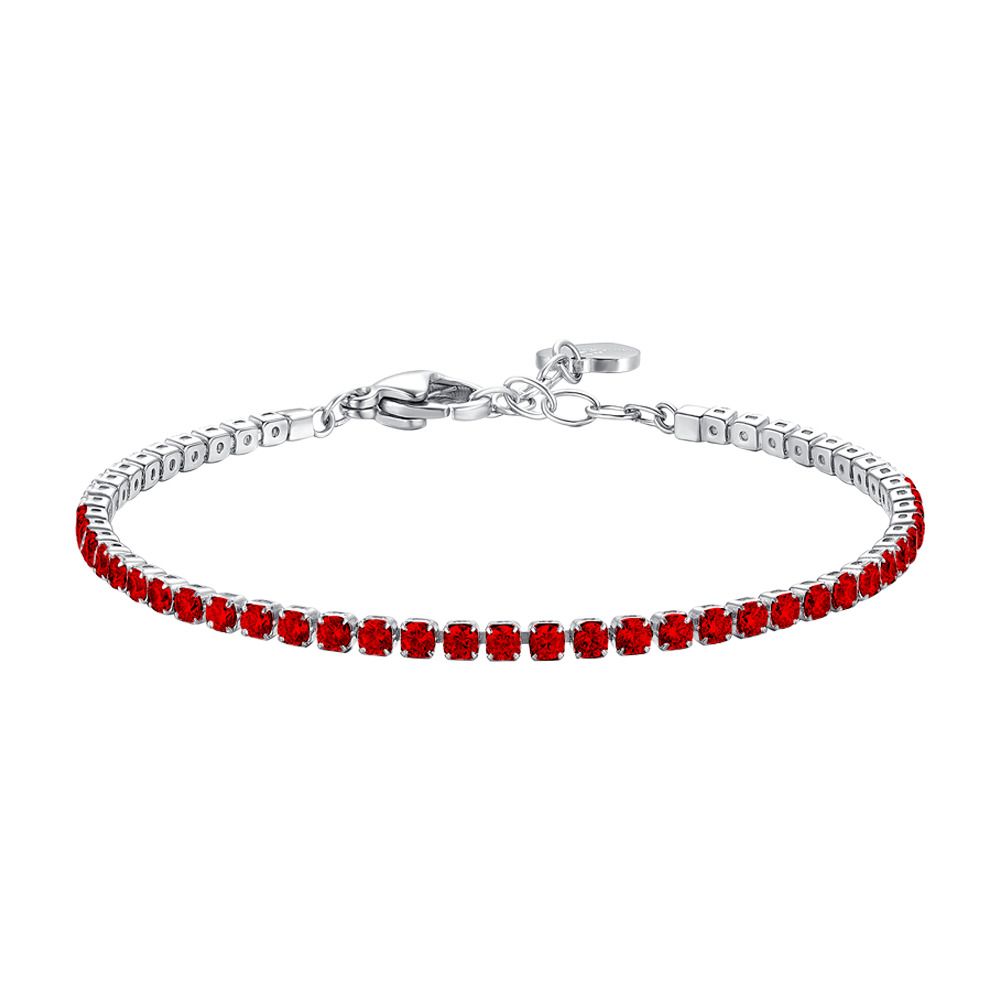 Luca Barra Tennis Acciaio Zirconi Rossi 2 mm