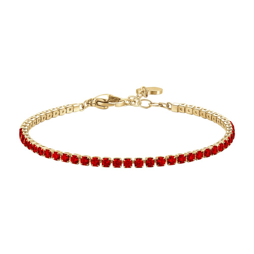 Luca Barra Tennis Acciaio Gold Zirconi Rossi 2 mm