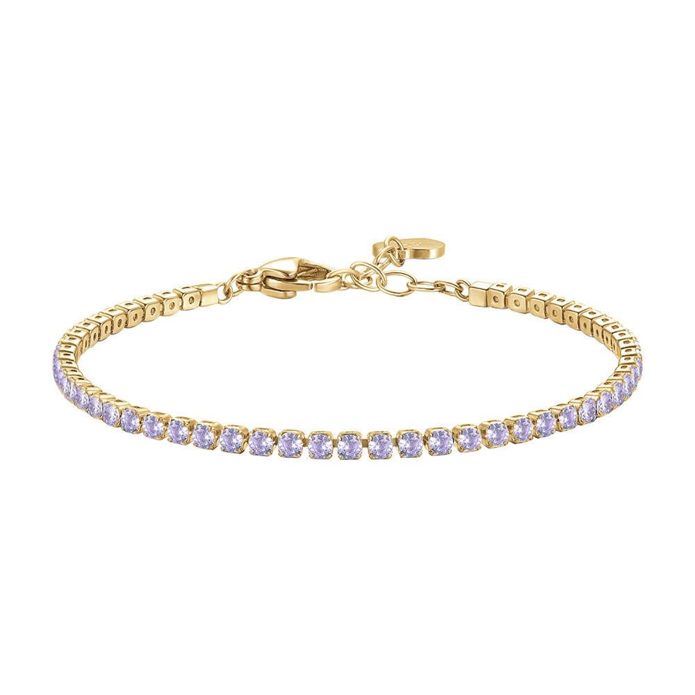 Luca Barra Tennis Acciaio Gold Zirconi Viola 2 mm