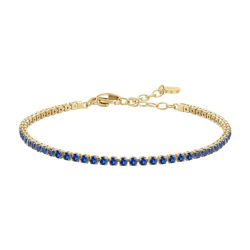 Luca Barra Tennis Acciaio Gold Zirconi Blu 2 mm