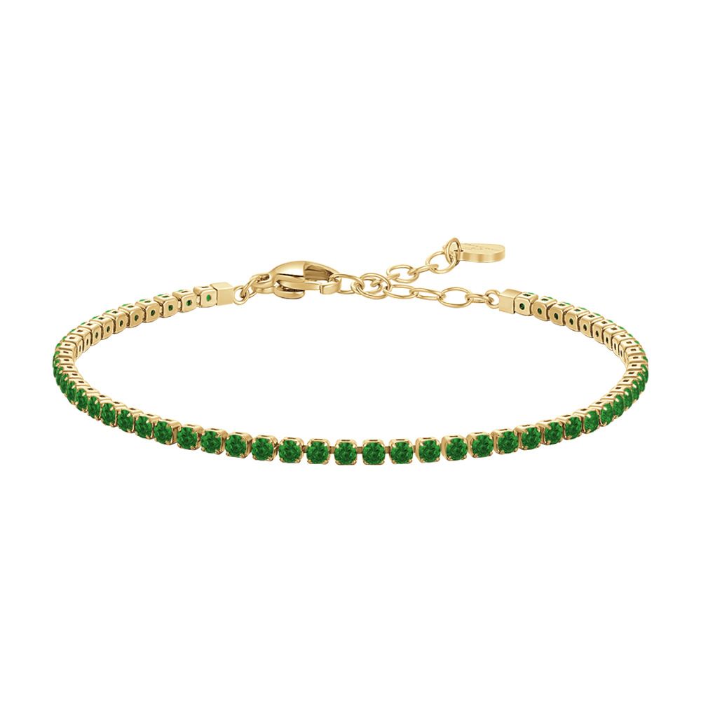 Luca Barra Tennis Acciaio Gold Zirconi Verdi 2 mm
