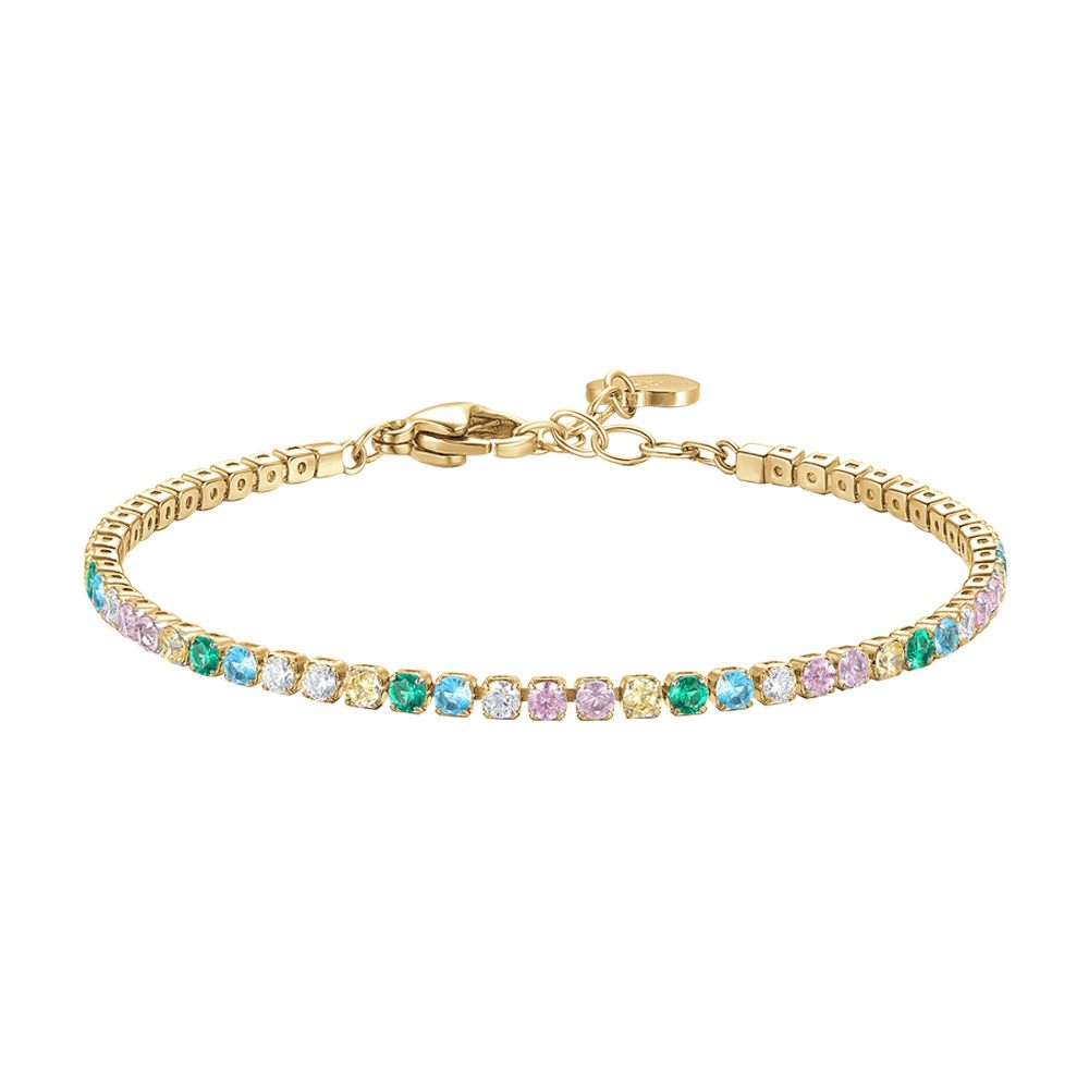 Luca Barra Tennis Acciaio Gold Zirconi Multicolor 2 mm