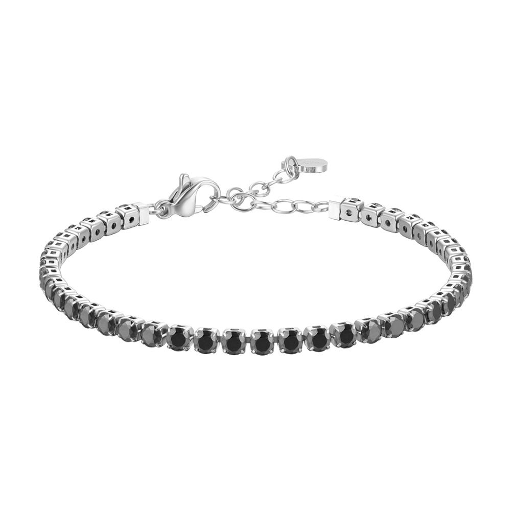 Luca Barra Tennis Acciaio Zirconi Neri 3 mm