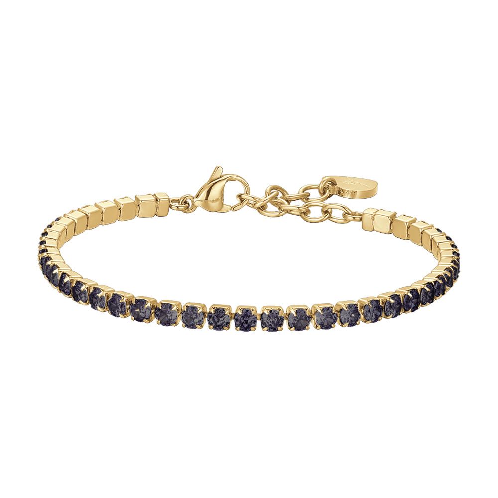 Luca Barra Tennis Acciaio Gold Zirconi Neri 3 mm