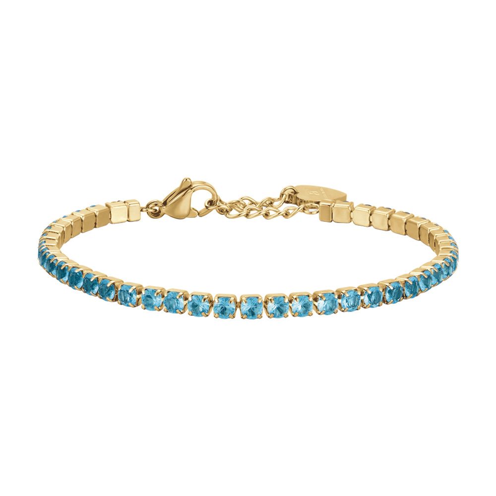 Luca Barra Tennis Acciaio Gold Zirconi Azzurri 3 mm