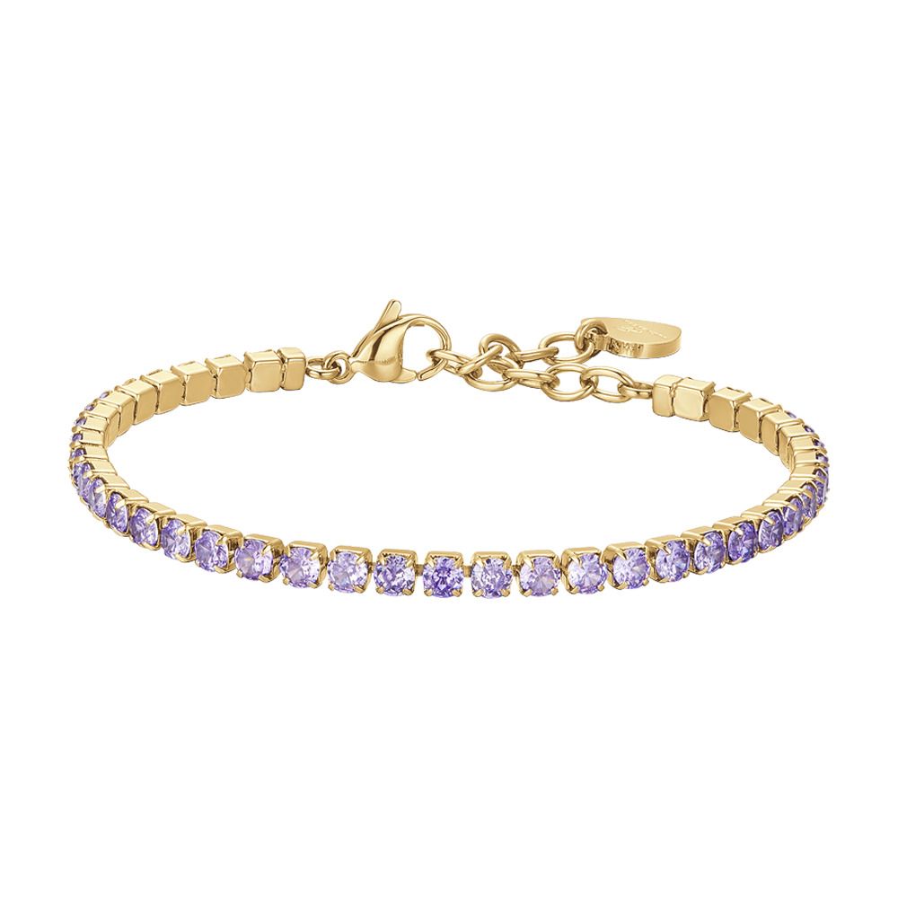 Luca Barra Tennis Acciaio Gold Zirconi Viola 3 mm