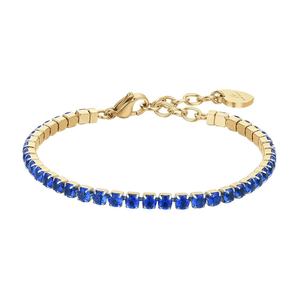 Luca Barra Tennis Acciaio Gold Zirconi Blu 3 mm