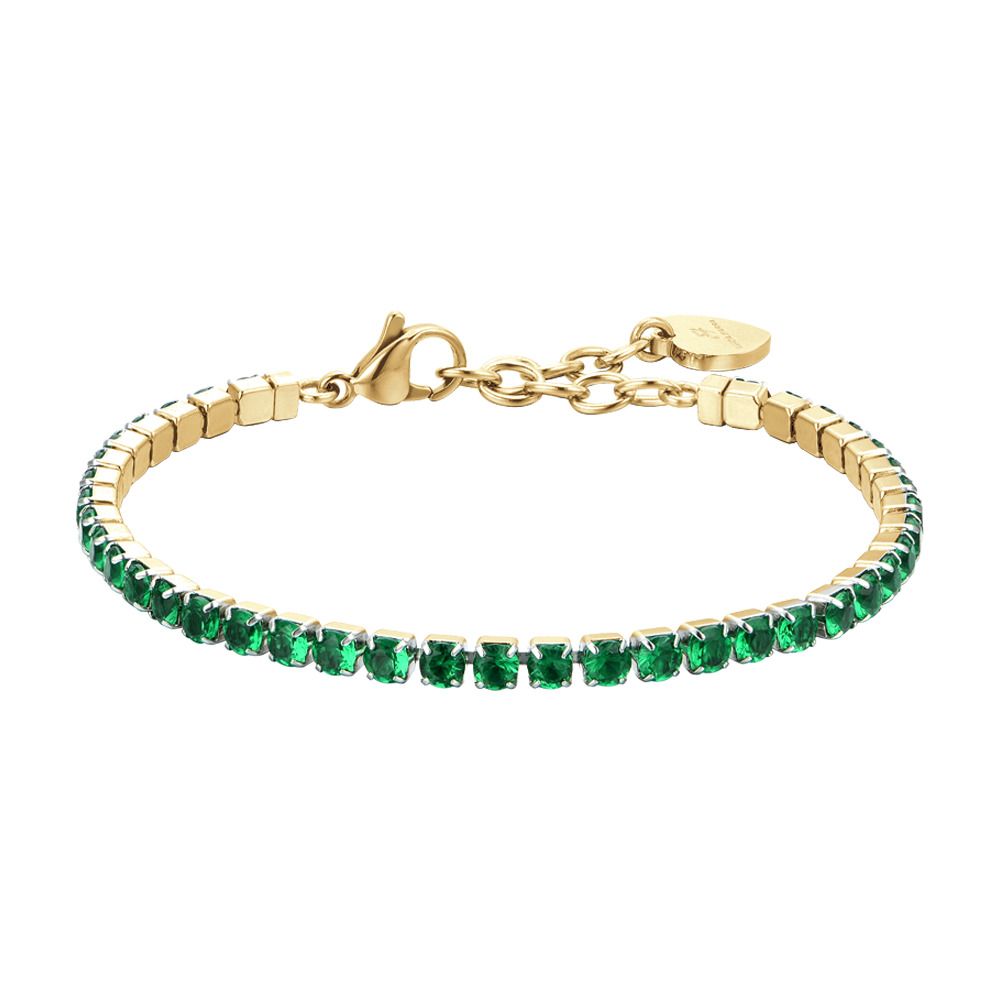 Luca Barra Tennis Acciaio Gold Zirconi Verdi 3 mm