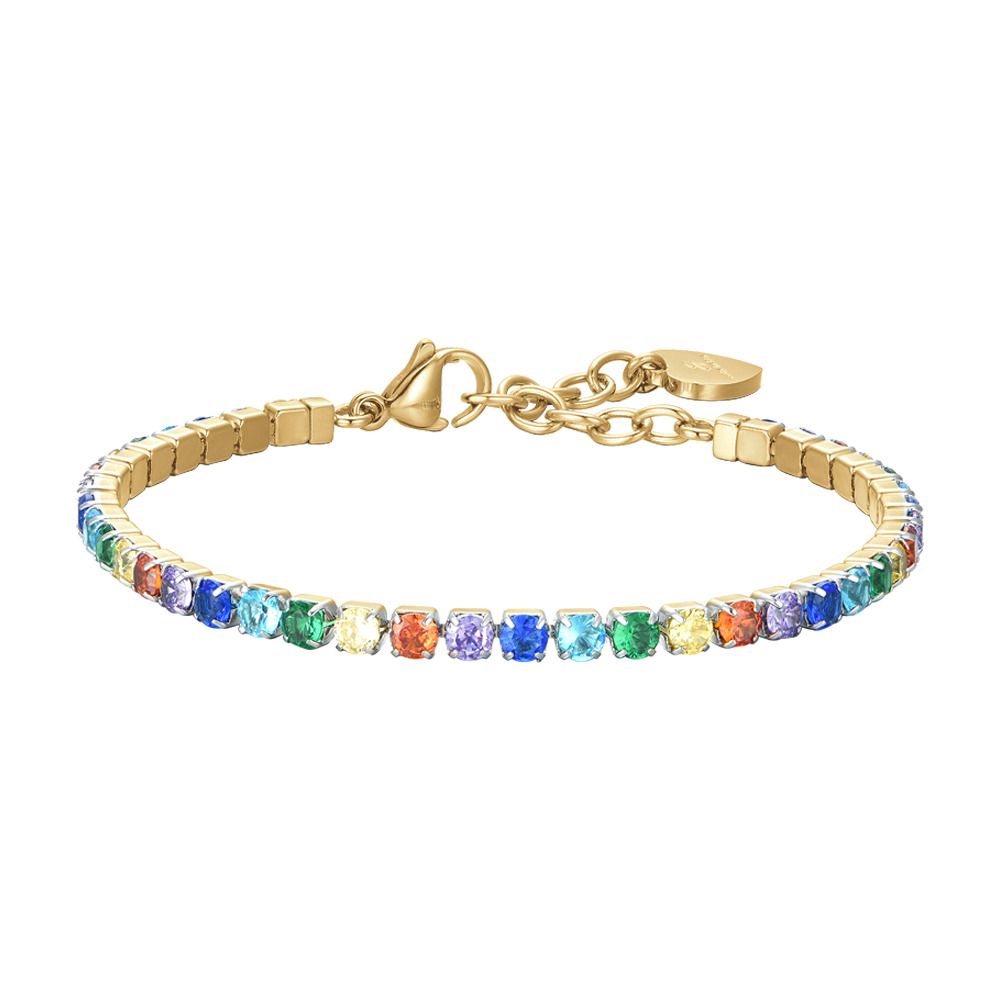 Luca Barra Tennis Acciaio Gold Zirconi Multicolor 3 mm