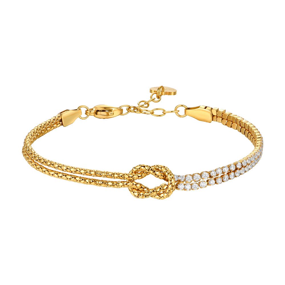 Luca Barra Bracciale Acciaio Gold con Nodo e Zirconi