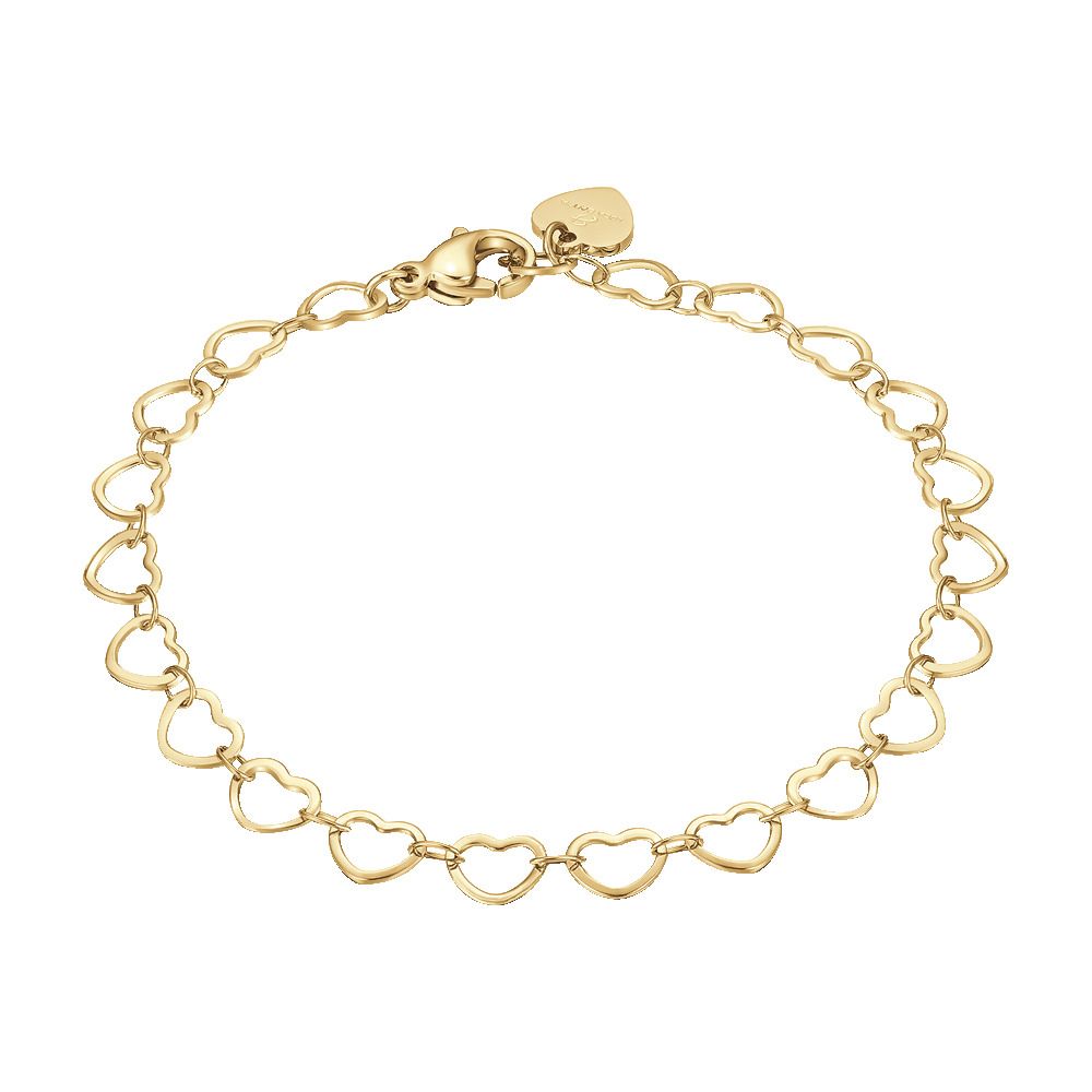 Luca Barra Bracciale Acciaio Gold con Cuori