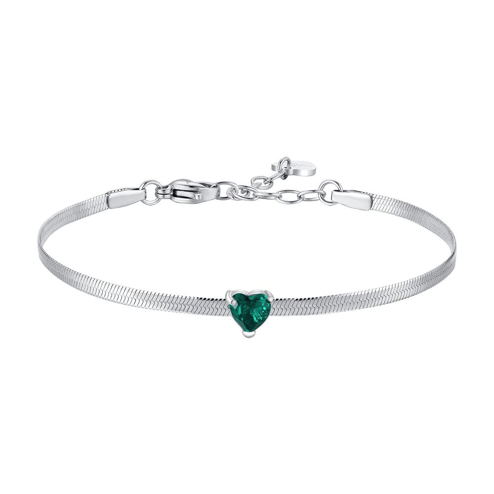 Luca Barra Bracciale Acciaio Cuore Verde