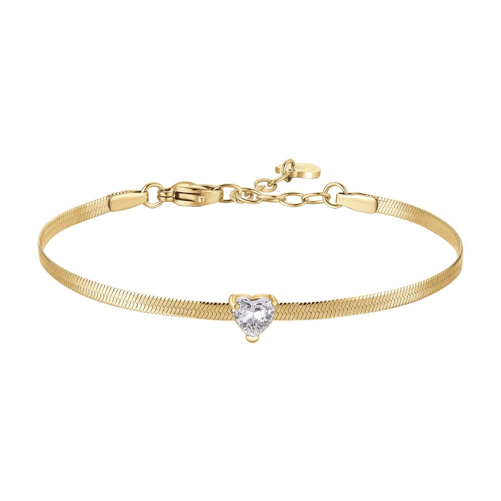 Luca Barra Bracciale Acciaio Gold Cuore Bianco
