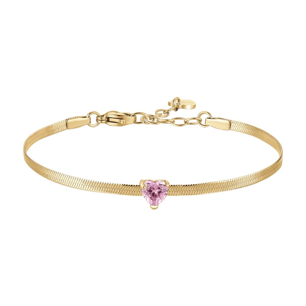 Luca Barra Bracciale Acciaio Gold Cuore Rosa