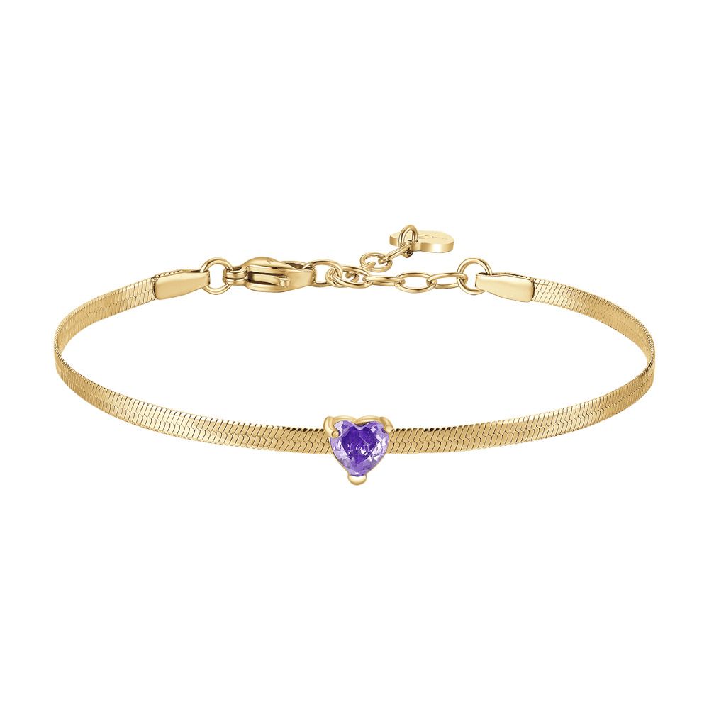 Luca Barra Bracciale Acciaio Gold Cuore Viola