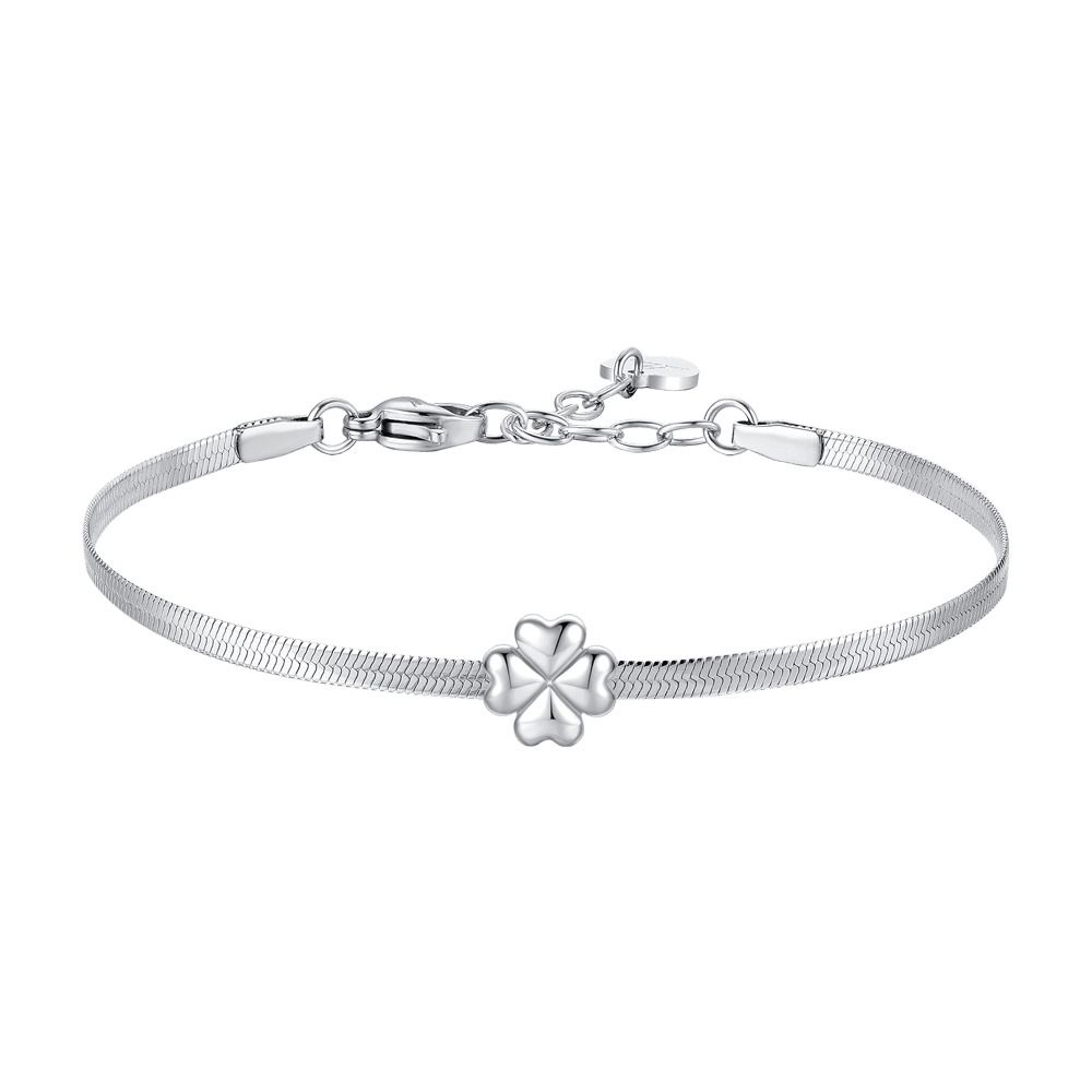 Luca Barra Bracciale Acciaio Quadrifoglio Bombato