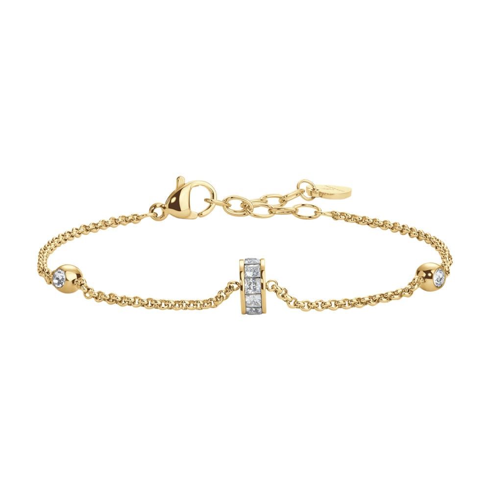 Luca Barra Bracciale Acciaio Gold con Zirconi