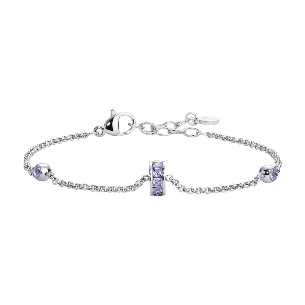 Luca Barra Bracciale Acciaio con Zirconi Viola