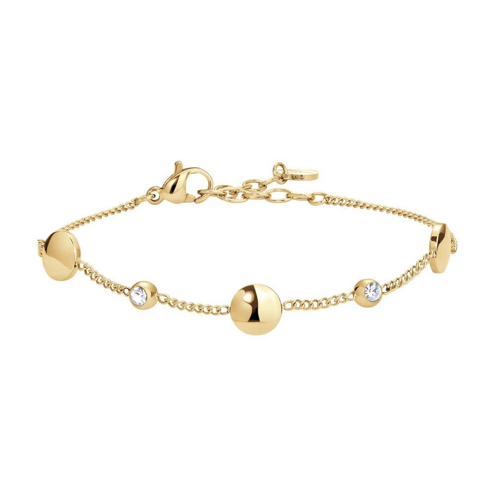Luca Barra Bracciale Elementi Acciaio Gold e Zirconi