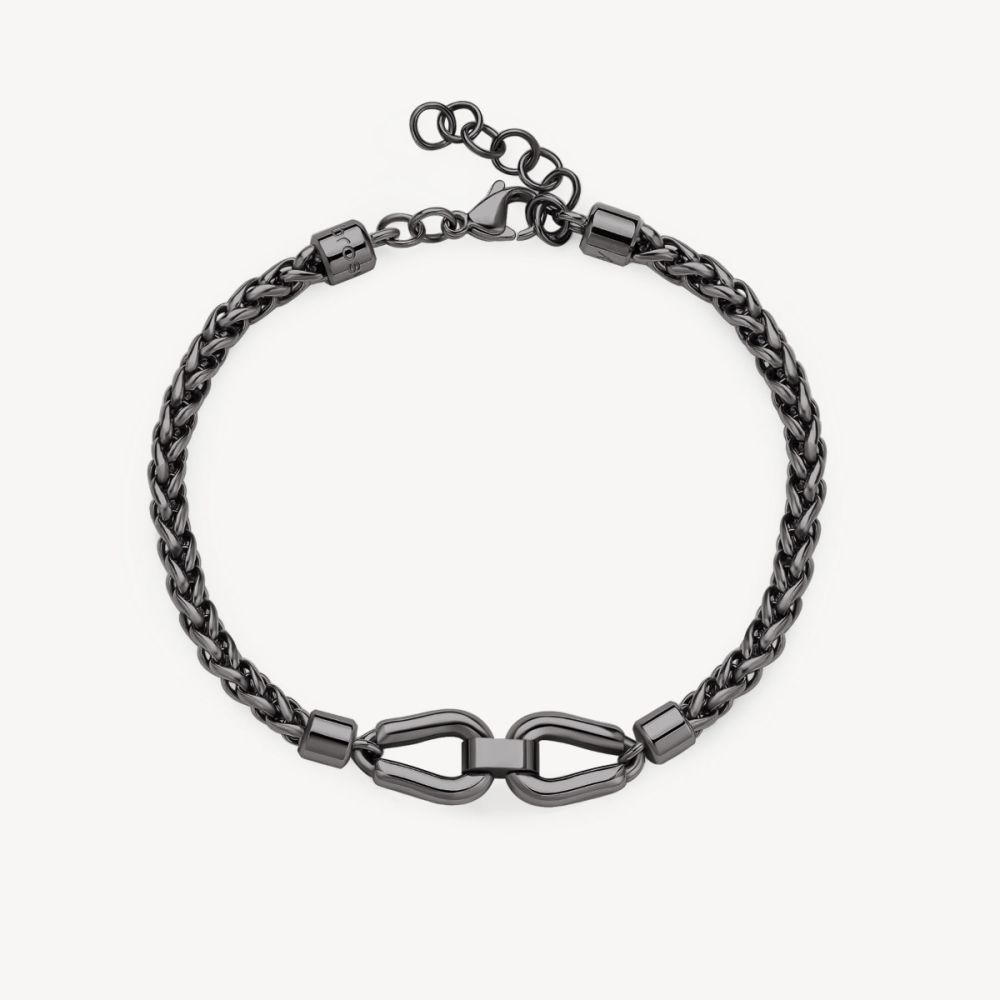 Brosway Bracciale Acciaio Rutenio Catena Spiga Knocker