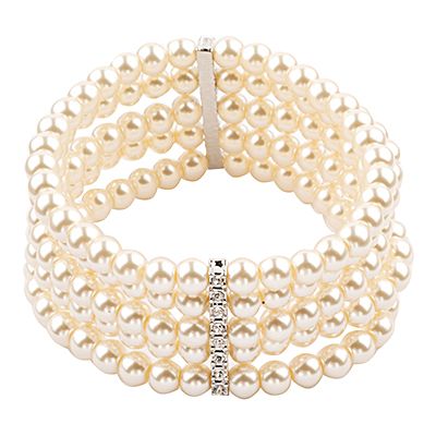 Barbieri Bracciale Metallo 5 Fili Perle e Zirconi