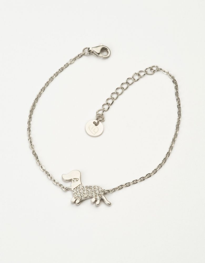 Barbieri Bracciale Argento Rodiato Cane e Cristalli