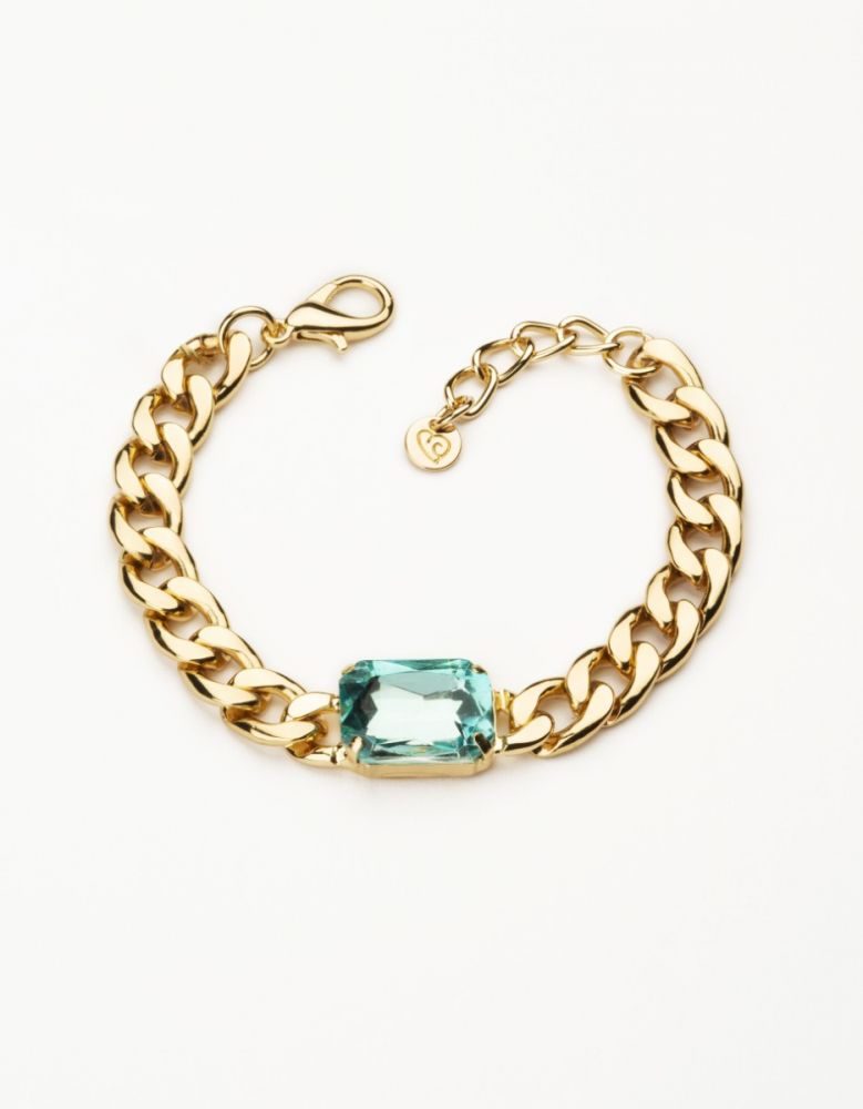 Barbieri Bracciale Groumette Metallo Gold Cristallo Acquamarina