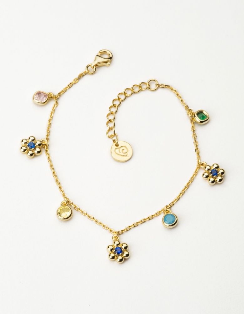Barbieri Bracciale Argento Gold Fiori e Cristalli