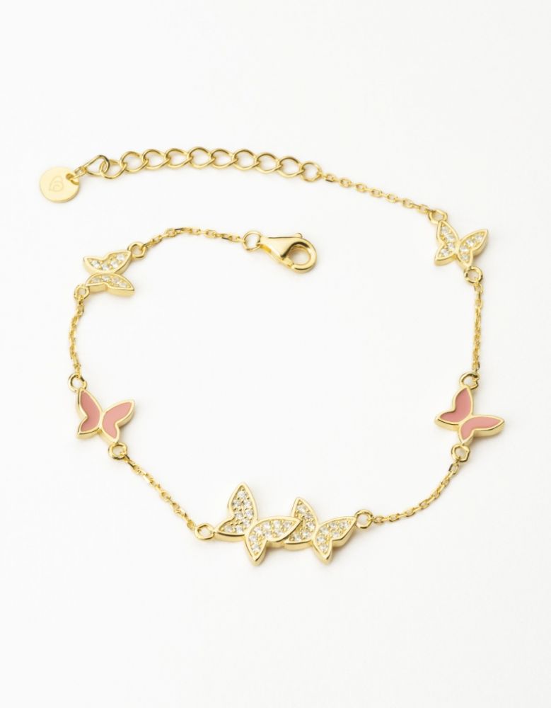 Barbieri Bracciale Argento Gold Farfalle Cristalli e Smalto