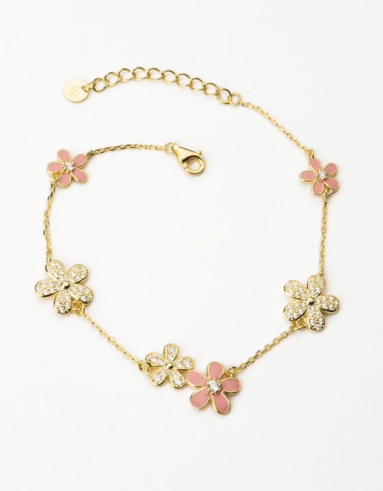 Barbieri Bracciale Argento Gold Fiori e Smalto