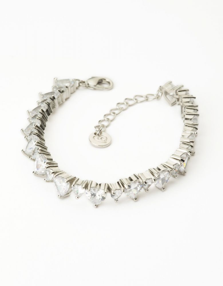 Barbieri Bracciale Metallo Rodiato Cuori Bianchi