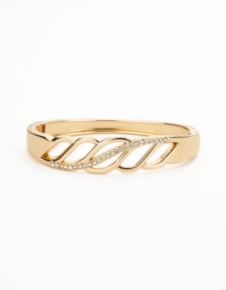 Barbieri Bracciale Rigido Metallo Dorato Pavè di Cristalli
