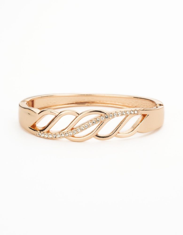 Barbieri Bracciale Rigido Metallo Rosato Pavè di Cristalli