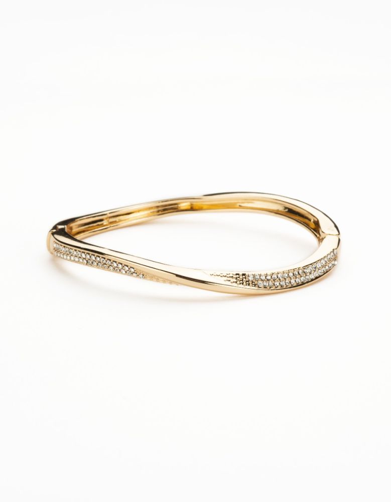 Barbieri Bracciale Ricurvo Metallo Dorato e Cristalli