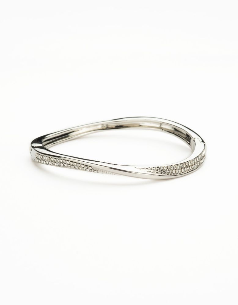 Barbieri Bracciale Ricurvo Metallo Rodiato e Cristalli