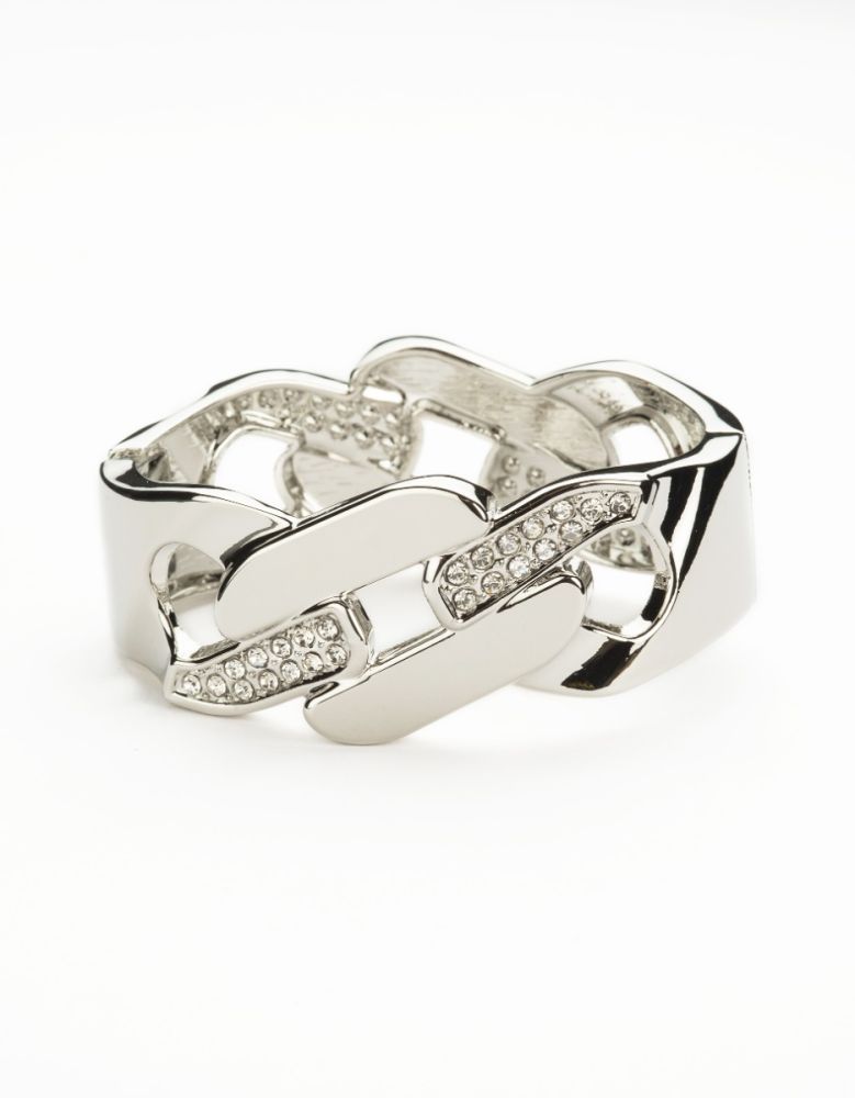 Barbieri Bracciale Rigido Metallo Rodiato Catena Groumette