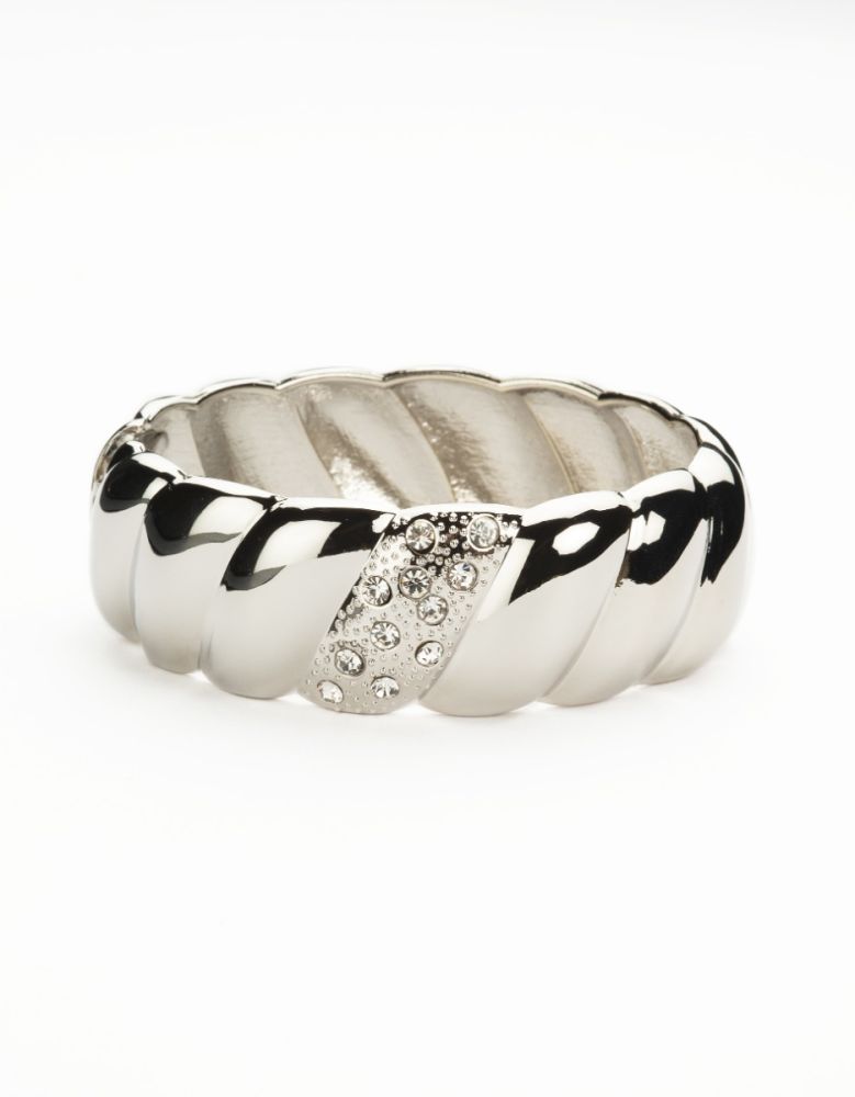Barbieri Bracciale Rigido Metallo Rodiato Fascia Torsadè