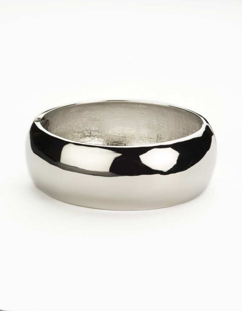 Barbieri Bracciale Rigido Metallo Rodiato Bombato Liscio