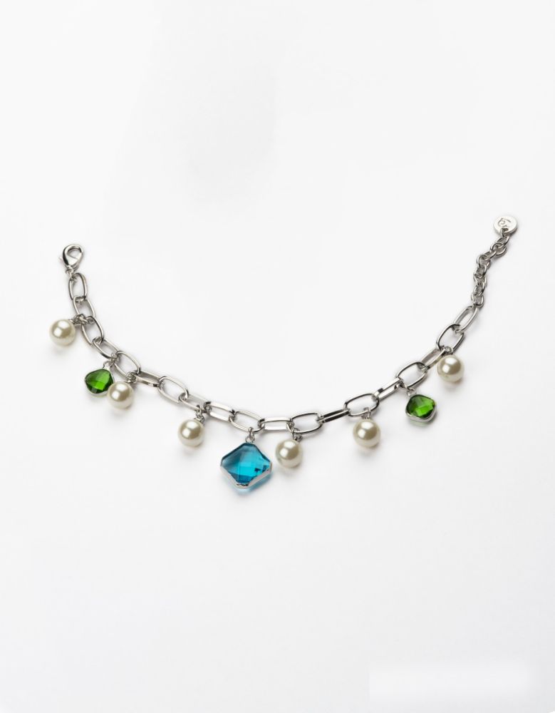 Barbieri Bracciale Metallo Rodiato Perle e Cristalli