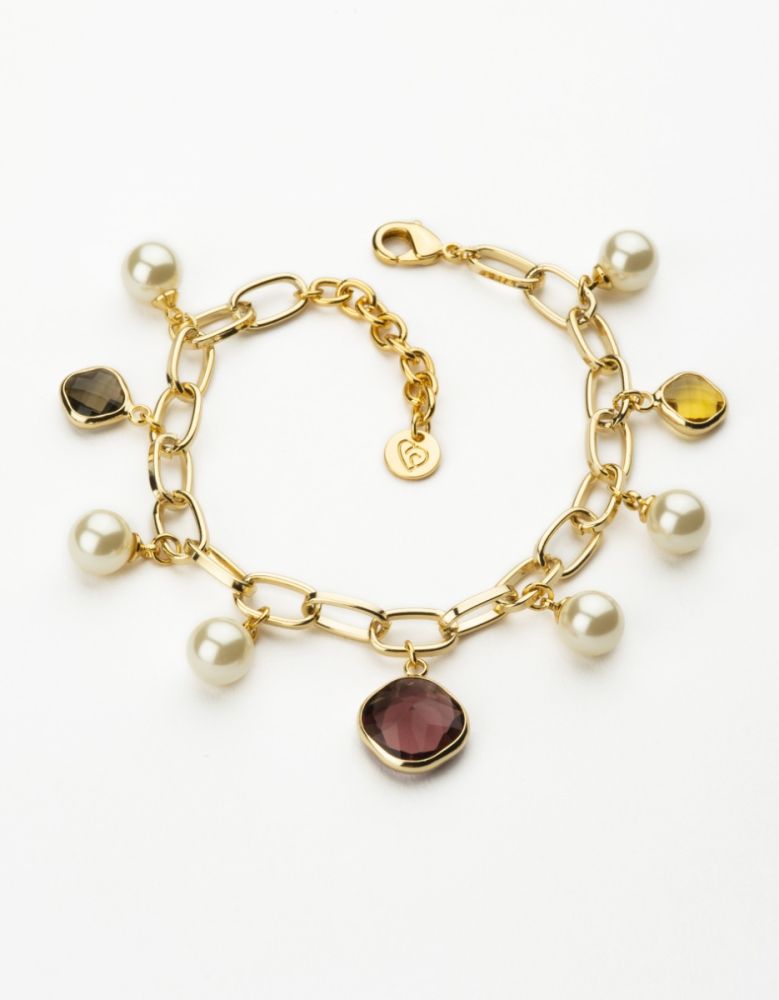 Barbieri Bracciale Metallo Dorato Perle e Cristalli