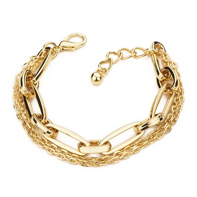 Barbieri Bracciale 3 Fili Metallo Dorato Maglia Ovale