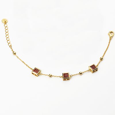 Barbieri Bracciale Metallo Dorato Cristalli Rubino