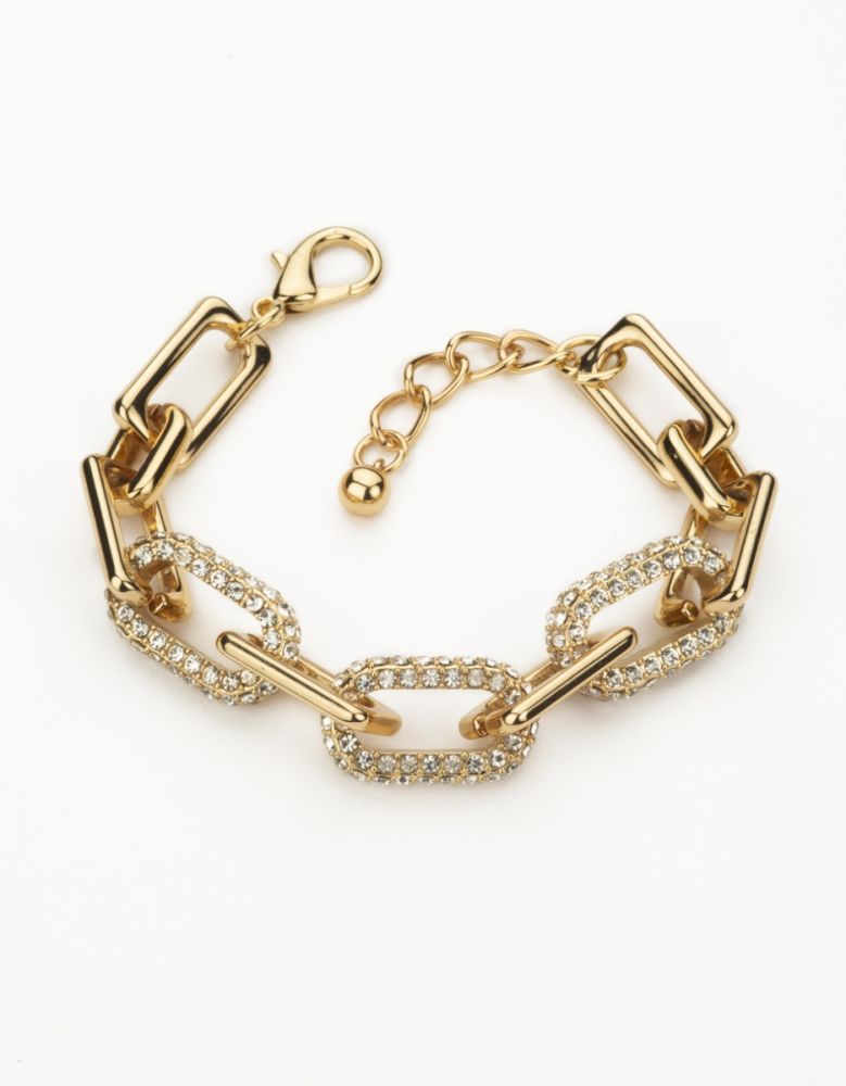 Barbieri Bracciale Metallo Dorato Anelli Ovali Zirconati