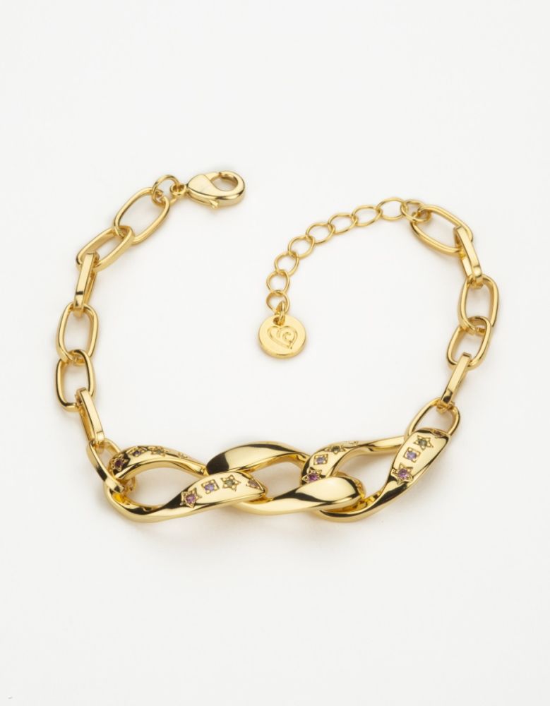 Barbieri Bracciale Metallo Dorato Cristalli Multicolor