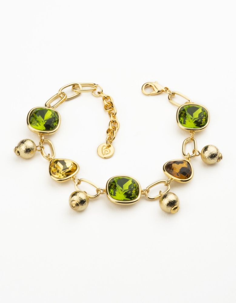 Barbieri Bracciale Metallo Dorato Cristalli Multicolor e Sfere