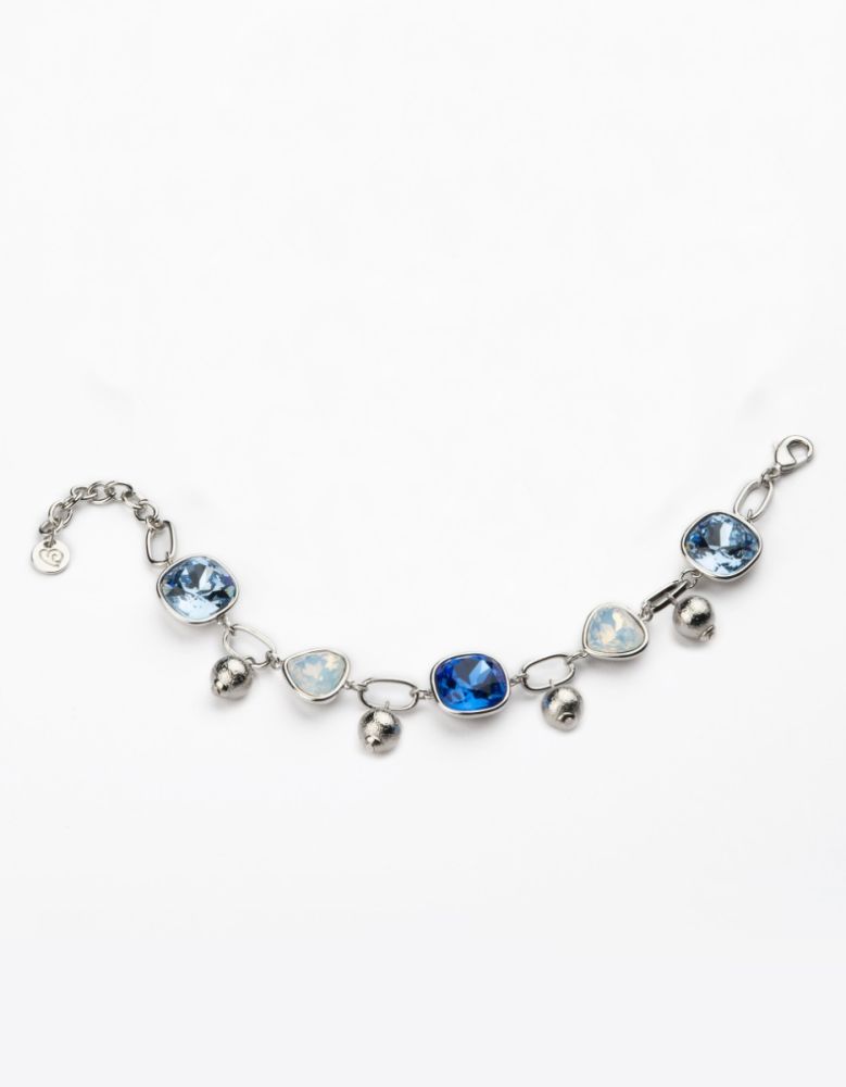 Barbieri Bracciale Metallo Rodiato Cristalli Bianchi e Zaffiro