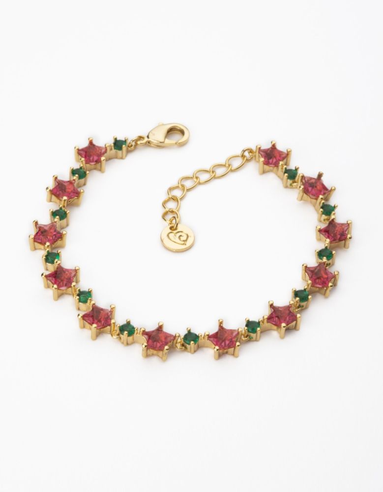Barbieri Bracciale Metallo Dorato Stella Rubino e Smeraldo