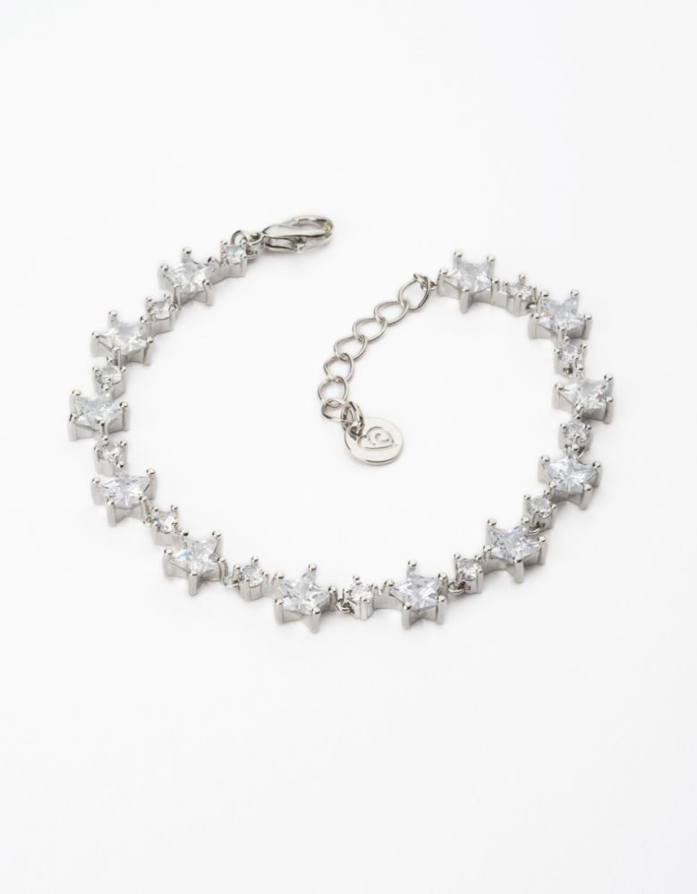 Barbieri Bracciale Metallo Rodiato Cristalli Stella Bianchi