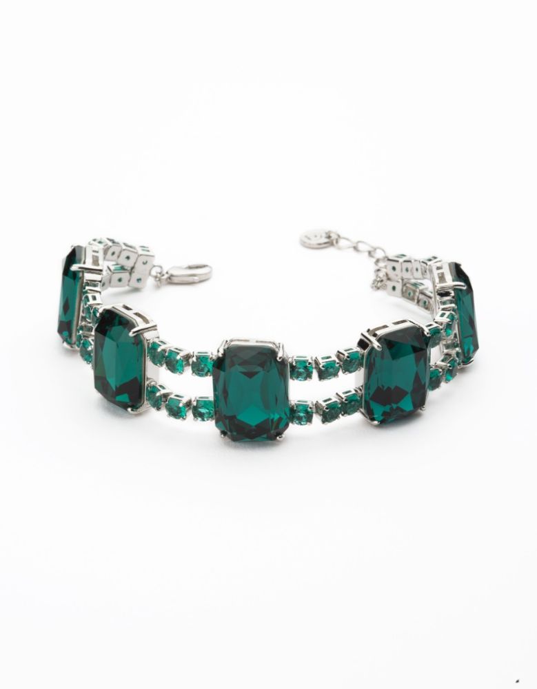 Barbieri Bracciale Metallo Rodiato Cristalli Ottanio