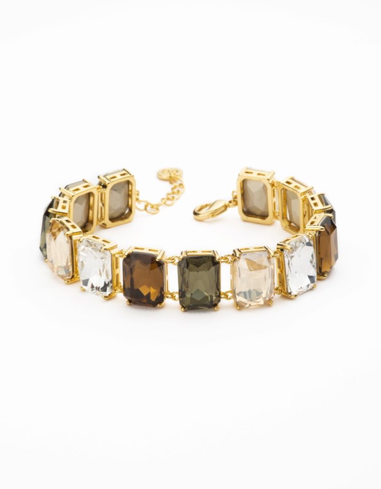 Barbieri Bracciale Metallo Dorato Cristalli Multicolor